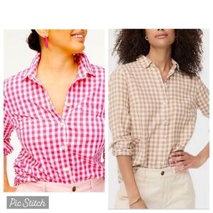 J. Crew Factory {Lot of 2 Gingham} Lightweight Cotton Signature Fit Shirts
